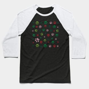 Christmas design seamless paw prints Baseball T-Shirt
